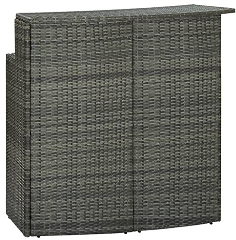 vidaXL Garten Bartisch Stehtisch Partytisch Gartentheke Gartenbar Theke Bar Tresen Terrassentisch Bistrotisch Grau 120x55x110cm Poly Rattan