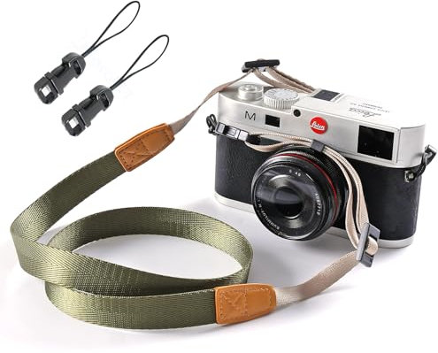 wieehtes Kameragurt Vintage Kamera Schultergurt HalsTragegurt mit Schnellverschluss-Schnallen für Kompakte Digitalkamera,Spiegellose Kamera,Kleine DSLR-Kamera.(Armeegrün)