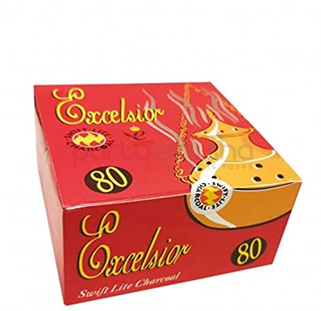Swift-Lite Swift Lite Shisha Excelsior Charcoal Hookah Incense Resin Burner Coal Tablet Instant Light Self-Igniting Block - Box of 80