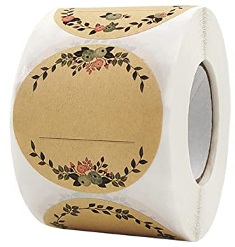 PengLAI Spice Jar Labels - Kraft Round Stickers 5cm Brown, 500 Pcs