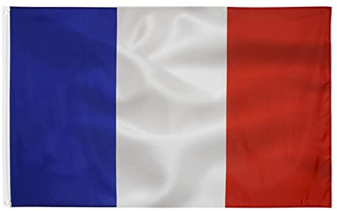 Französische Flagge groß 90x150 cm mit 2 mit Metallösen hohe Qualität Frankreich Flagge für Balkon Veranstaltungen und Extern Fahne - France Flag