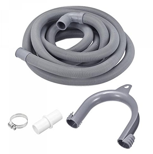 sourcing map Washing Machine Drain Hose Extension Kits 13.12ft Gray for Automatic Washing Machine with Elbow and Extension Adapter, U-Bend Hose Holder, 2 Clamps