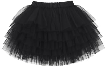 Enfant Fille Tutu à Échelons Princesse Courte Mini Ballet Avec Ceinture Élastique Accessoire de Déguisement Basic - Noir Taille du Fabricant 120