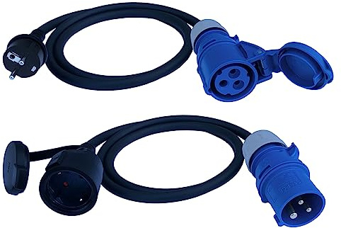 2x ADAPTER CEE Stecker Kupplung 230V Womo Camping Boot H07RN-F 3x2,5mm² 1,5m