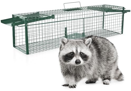 Garthein - Lebendfalle 100 cm Starke Drahtkastenfalle für Marder, Katzen, Nager, wetterfeste und robuste Tierfalle mit 2 Eingängen, Bissschutz, Trittauslöser, effektiv, wiederverwendbar und langlebig