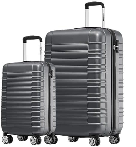 TRVLMORE Koffer & Trolleys - Koffer Set, Kofferset 2 Teilig, Handgepäck Koffer, Hartschalenkoffer Groß, Reisekoffer mit Rollen Groß - Trolley Handgepäck - Handgepäck Trolley Luggage - Grau