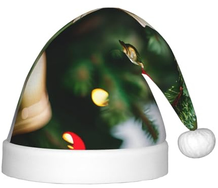berbo Christmas Tree and Bells Print Christmas Hat - Santa Hat for Kids,Adorable Accessory for Christmas New Year Festive Holiday Party