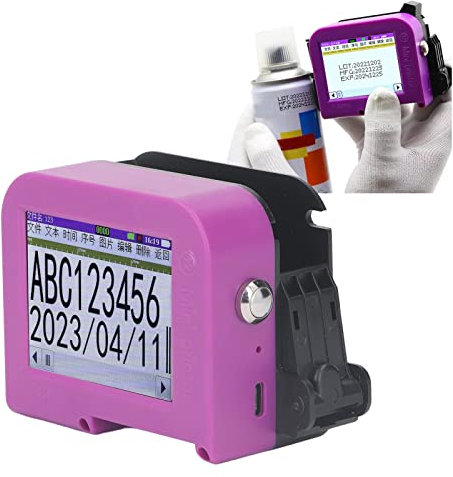 Plyisty Imprimante Portable, Mini Imprimante à Jet d'encre Portable avec écran Tactile LED, Imprimante Portable, Machine de Codage par Injection pour Codes-Barres, étiquettes, Date,