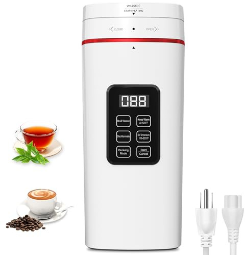 Travel Electric Kettle Portable 304 Stainless Steel LED Display Temperature Adjustable BPA Free Child Lock Mini Kettle,Small Hot Water Boiler Auto Shut-Off