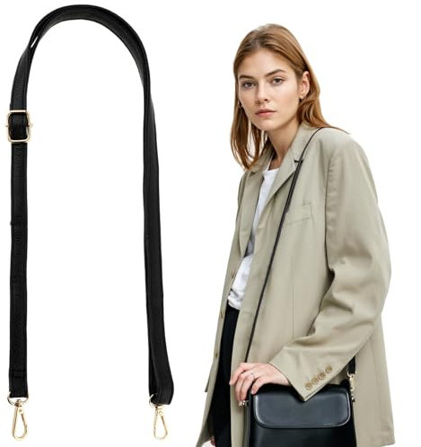 DIVINA VITAE Correa de cuero para monedero, correa de repuesto ajustable para bolso cruzado, 33-59 pulgadas, color negro