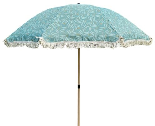 Meinposten Sonnenschirm Strandschirm Schirm UV Schutz mit Tasche Fransen Grün Ø 170 cm