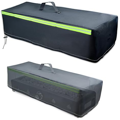 29.5 Rectangular Tabletop Fire Pit Cover with Glow in Dark Stripe Anti-UV Waterproof Firepit Table Cover for Outdoor Fire Pit with Drawstring Handles Outdoor Fire Table Fireplace Accessories