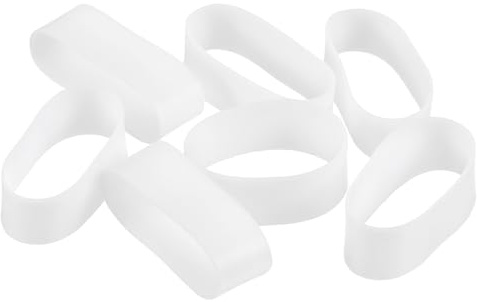QUARKZMAN 50Pcs Elastique Caoutchouc 15x7mm Anneaux en Caoutchouc, Attaches de Câble, Bandes Élastiques Solides, Antidérapantes pour Enrouler les Cordons, les Sacs, Blanc