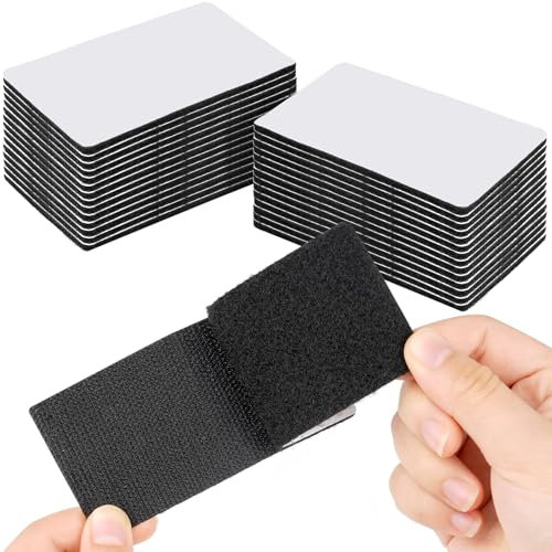 20Pcs 50mmx100mm Double Sided Sticky Pads, Extra Sticky Hook and Loop Tapes, Strong Heavy Duty Adhesive Sticky Back Pads for Mounting or Organizing Car Floor, Mats, Carpet Mirror (Black)
