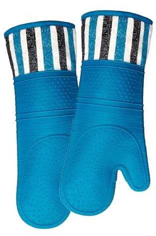 RED LMLDETA 1 paire de gants de cuisine professionnels extra longs en silicone résistants à la chaleur à 550 degrés – Sans danger pour les aliments, pour la cuisine, les grillades, la cuisine (bleu