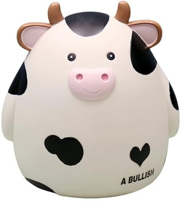WIYETY Kuh Sparschwein für Kinder: Vinyl Niedliche Spardose für Mädchen Jungen, Spardosen für Kinder, für Dekoration des Kinderzimmers, Geschenk, Spielzeug, Taufgeschenke - Weiß