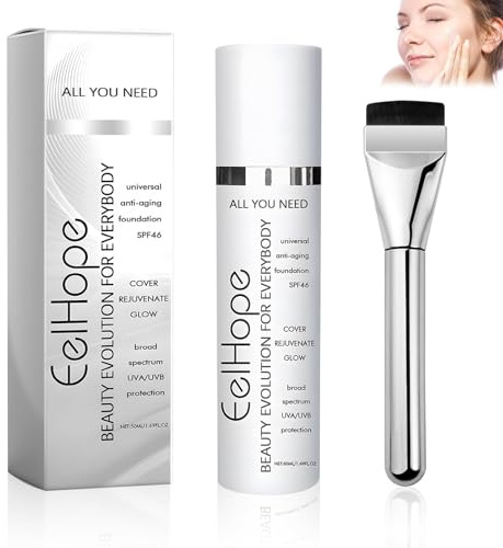 Fond de teint anti-âge avec sérum anti-âge, maquillage, visage teinté à couverture transparente légère, correcteur hydratant de maquillage longue durée. (50ml)