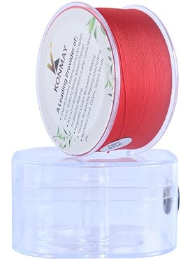 KONMAY 0.6mm Nylonschnur für Armbänder mit Organizer-Box, 175 Meters Rot Nylonfaden Satinschnur für Schmuck, Makramee, Kumihimo, Perlenarbeiten, Chinesische Knoten & Handwerk