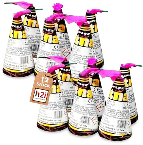 h2i Etna Vulkan | 12 Stück | +/- 15 - 20 sek | Outdoor Leuchtfontäne mit Funkenregen für Silvester, Halloween & Partys | Kinder & Jugendfeuerwerk | c | Ganzjahresfeuerwerk Kat 1