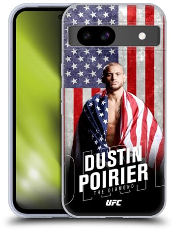 Head Case Designs sous Licence Officielle UFC Drapeau US Dustin Poirier Coque en Gel [Protection de Qualité Militaire] Compatible avec Google Pixel 8a Et Compatible avec MagSafe