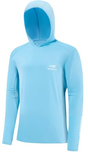 Bassdash Hombres UPF 50+ Cordón Pesca Sudadera con Capucha Camisetas UV Protección Solar Manga Larga Senderismo al Aire Libre Camisetas con Capucha FS33M