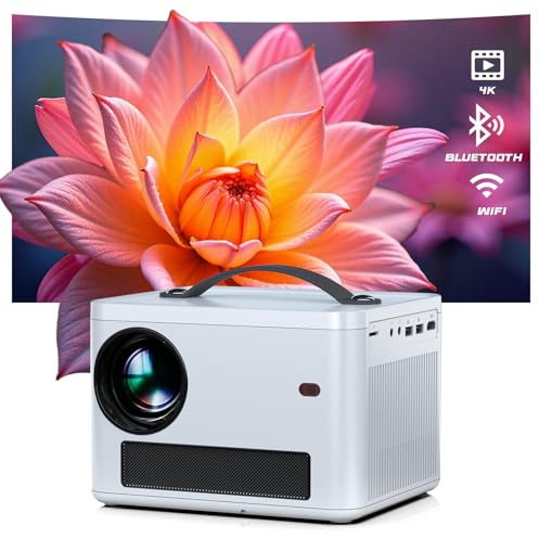 Projector with WiFi and Bluetooth, Native 1080P Projector 4K Support with Automatic Vertical Keystone Portable Movie Projector, Compatible with Phone/Laptop/TV Stick