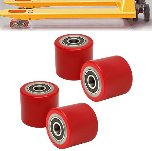YAGEANNL Hubwagen Rollen 80 x 70 mm Laufrollen mit Kugellager PU-Rollen für Hubwagen Ersatzrollen (2, Rot)
