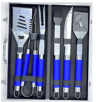 Set di Utensili per Barbecue da Esterno con Sei Pezzi di Scatola in Alluminio per Utensili da Grigliata