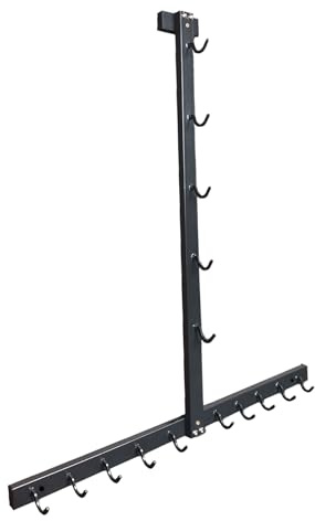 KORIKAHM Lat Pulldown Attachments Storage Rack, Wall Mounted Lat Pull Down Bar Organizer with Heavy Duty Hooks, Steel Gym Accessory Rack for Cable Attachment