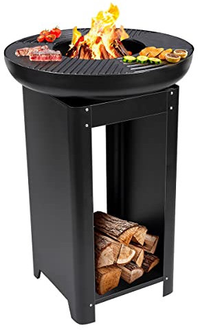 KZ GARDEN - Brasero Plancha au Charbon de Bois - Barbecue Teppanyaki Diamètre 61cm - Cuisine Conviviale Extérieure