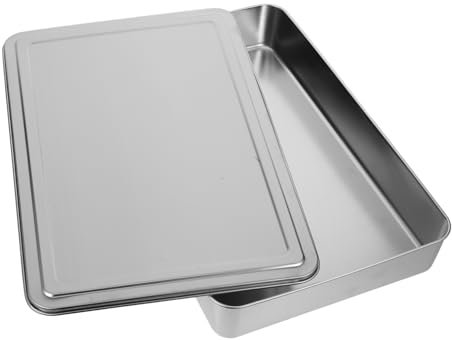 GRIRIW Bandeja de Horno Rectangular Inoxidable con Tapa para Hornear Pasteles y Cazuelas para Cocinas con Horno Tostador para Camping y Picnics