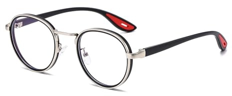LJCZKA Lunettes Anti Lumiere Bleue Ronde pour Homme Femme Photochromiques Lunettes à Filtre de Lumière Bleue Anti Fatigue pour Ordinateur, Jeux, PC