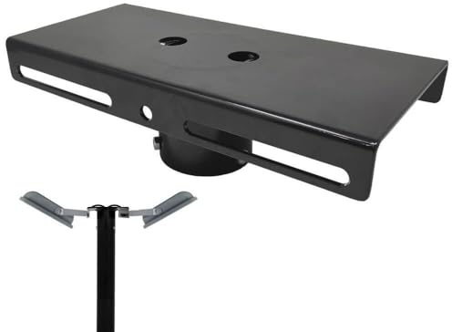 Support colonne pour 1 ou 2 spots LED extérieurs, fixation pour réflecteurs ou projecteurs LED sur lampadaire, fabriqué en acier, idéal pour éclairer de grandes surfaces (28 cm)