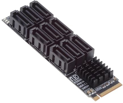 chenyang 9 Port M.2 auf SATA 3.0 Adapter, PCIe 3.0 auf SATA III Erweiterungskartenadapter 6Gbit/s mit intelligenter Anzeigeleuchte