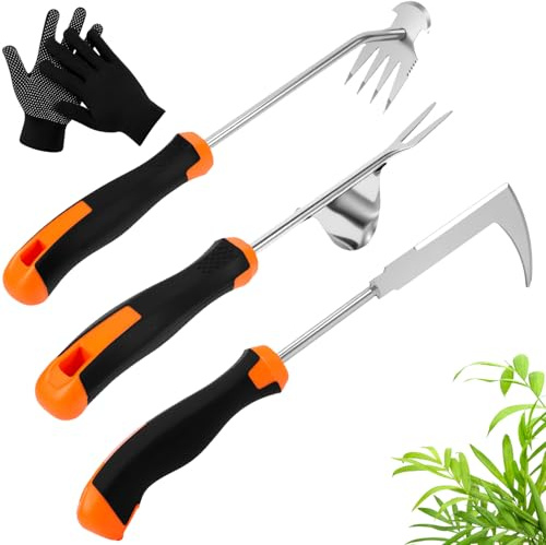 2026 Weed Puller Tool, 4 Pack New Garden Stainless Steel Weeder Tool Hand Weeder Tool,Multi-Purpose Weed Remover Tool Weeding Tools for Gardening