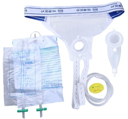 Catéter externo para hombres, colector de orina masculino de silicona transpirable con 2 bolsas de 1000/2000 ml, bolsas de orina portátiles reutilizables para hombres
