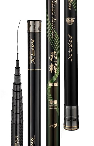 TUJISEK Carbon-Angelruten 10m 11m 12m 13m Ultra Hard Super Light Teleskoprute Karpfenrute Angel rute Teleskopangel Stipprute Leicht zu Tragen Geeignet FüR FlüSse Seen Und Ozeane(10m)