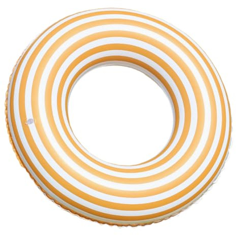 UKCOCO Salvagente Gonfiabile Anello Galleggiante in Pvc Strisce Arancioni, Taglia 80#, Anello da Nuoto Estivo per Adolescenti 36-50 Kg, Giocattolo Piscina per Feste e Relax in Acqua