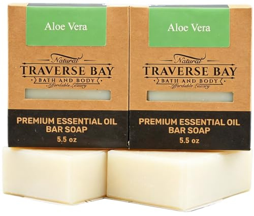 Traverse Bay Bath and Body Unscented Aloe Vera Essential Oil Soap - 2 Pack