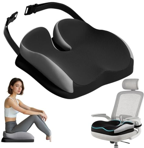 Gohytal ortopedisk sittkudde, minnesskumkudde ergonomisk sittdyna för kontorsstol bil, ortopediskt stöd för hållning, ryggrad, sittben och ländryggsområde