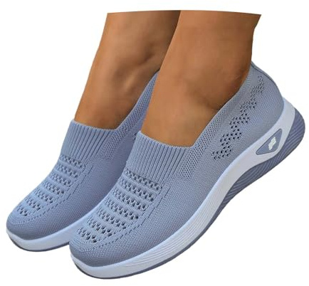 Celanisai Baskets pour femme pour diabétiques - Légères et respirantes - Orthopédiques - Chaussures de marche plates - Pieds larges - Confortables - Chaussures de sport d'extérieur à enfiler - Maille