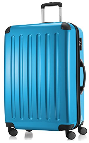 Hauptstadtkoffer Alex - Erweiterbarer Hartschalenkoffer 75 cm (119 L) mit Zahlenschloss – robuster Trolley-Reisekoffer mit 4 Doppelrollen, Cyanblau