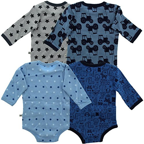 PIPPI Baby - Pojkar Body LS AO-tryckt (4-pack) Formande body, blå, 74, blå, 74
