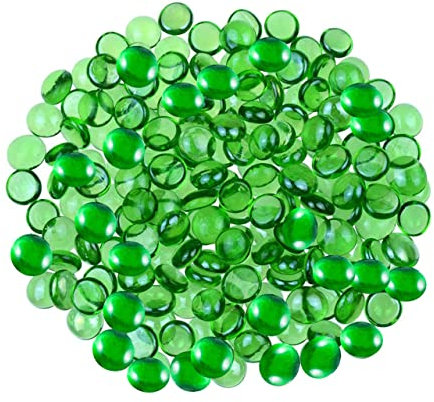 ARSUK Ciottoli di vetro Pietre decorative Perline Pepite Gemme Tessere mosaico per vasi Ciotole da giardino artigianali Acquario (70-80 ciottoli verdi)