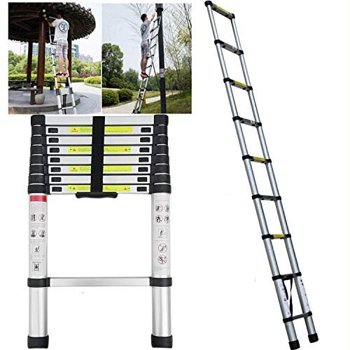 Autofather 2.6M 8.5FT Telescopic Multi Purpose Ladder 9 Steps Climb Extension Home Loft Portable Light Weight DIY Ladder, UK Stock