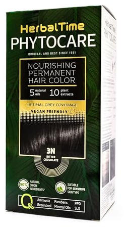 Phytocare Permanent Hårfärg Mörk Choklad 3N - 124.5 ml | Utan Ammoniak, PPD och SLS | Hårfärg Berikad med Naturliga Oljor | Idealisk för Känslig Hårbotten