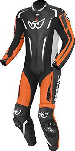 Berik RSF-Teck Tuta in pelle della moto traforata in un pezzo, nero/arancione/bianco, 50