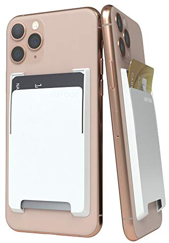 EAZY CASE Kartenhalter für Smartphones, Starkhaftendes Kartenetui, selbstklebend, Kartenfach für das Handy, Kartenhülle, Halterung für Ausweise, Halter für Kreditkarte, EC-Karte, Weiß