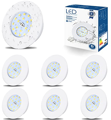 HiBay 6X 5W LED Downlights Recessed Spotlights Ceiling Lights Ultra Slim Down Light White IP44 Kitchen Spotlight Cool White 6000K 240V