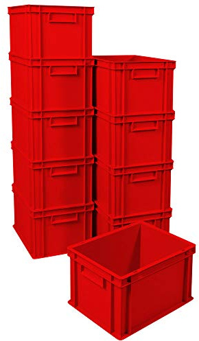 BRB 10x Euro-Stapelbehälter, rot, LxBxH 400x300x235 mm